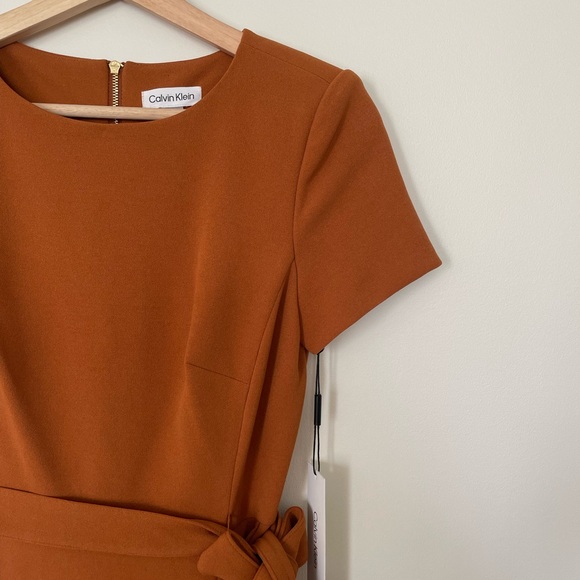 Calvin Klein • NWT Rust Colored Short Sleeve Dress - Picture 2 of 5